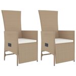 vidaXL Ensemble à manger de jardin et coussins 3 Pièces Beige poly rotin