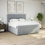 vidaXL Sommier à lattes de lit avec matelas Gris clair 180x200cm Tissu