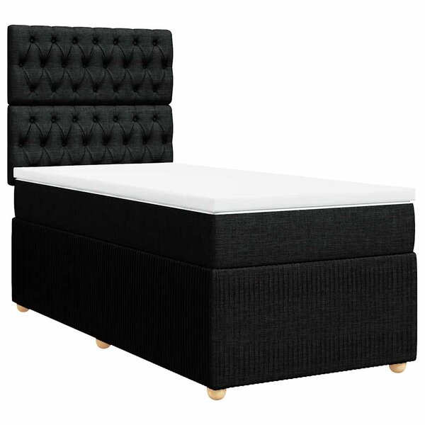 vidaXL Sommier à lattes de lit avec matelas Noir 90x200 cm Tissu