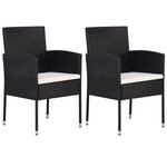 vidaXL Chaise de jardin 2 Pièces Résine tressée Noir