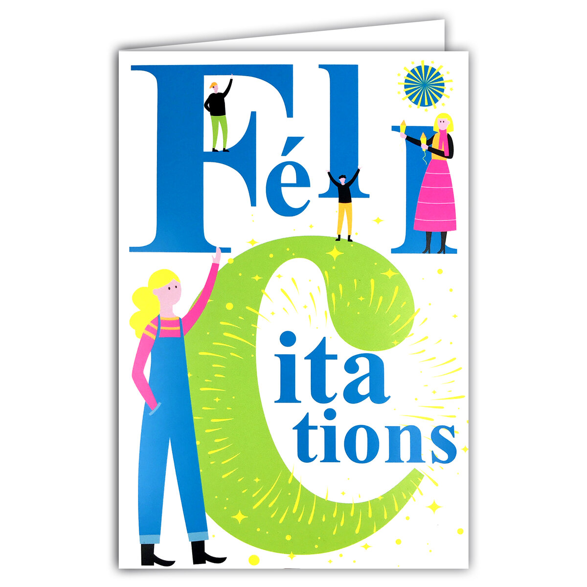 Carte FLUO Félicitations Bonne Nouvelle ça se Fête Avec Enveloppe 12x17 ...