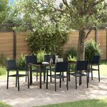 vidaXL Ensemble de salle à manger pour jardin 7 Pièces Noir Poly rotin