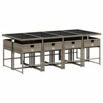 vidaXL Ensemble à manger de jardin 9 Pièces coussins gris résine tressée