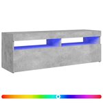 vidaXL Meuble TV avec lumières LED gris béton 120x35x40 cm