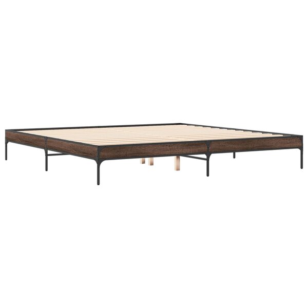 vidaXL Cadre de lit chêne marron 180x200 cm bois d'ingénierie et métal