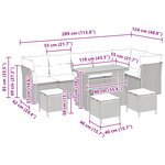 Ensemble de 10 pièces de canapé de jardin avec coussins Beige Rotin Poly Acacia