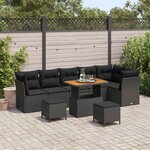 vidaXL Ensemble de canapé de jardin 9 Pièces Noir polyrotin