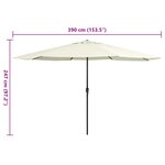 vidaXL Parasol de jardin avec mât en métal 390 cm blanc sable
