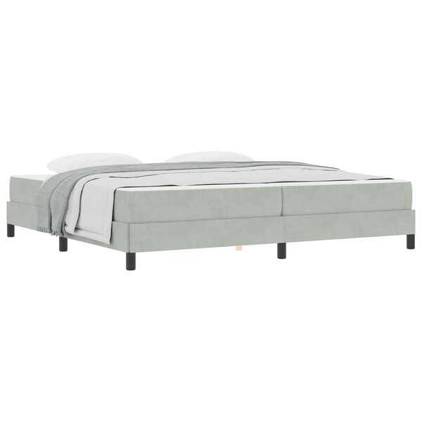 vidaXL Lit à ressorts avec matelas Gris clair 200 x 200 cm tissu