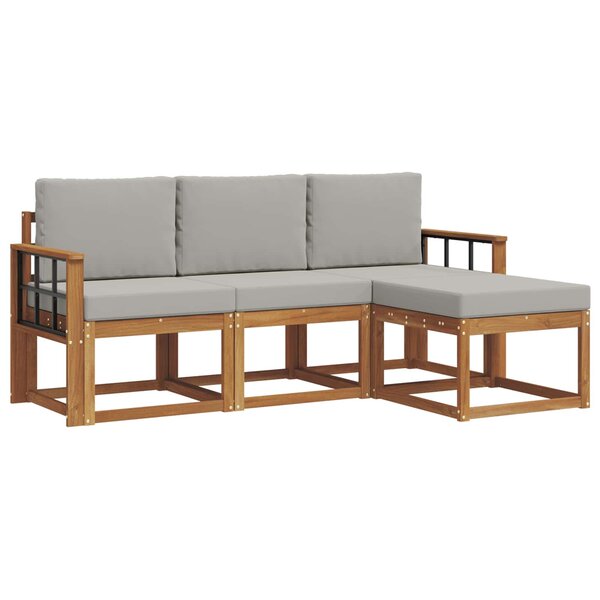 vidaXL Ensemble de canapés d'extérieur 4 pc Gris Naturel et Clair