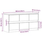 vidaXL Meuble TV avec LED gris béton 100x34x50 cm bois d'ingénierie