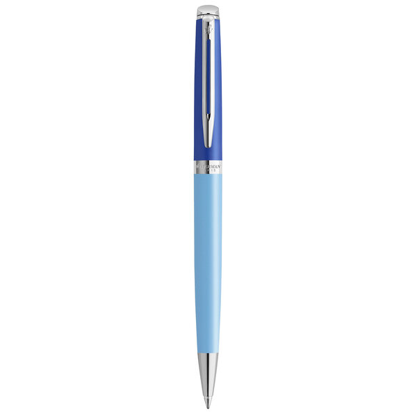Stylo bille waterman hémisphère  laque bleue  finition palladium  recharge noire pointe moyenne  coffret cadeau