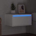 vidaXL Table de chevet murale avec lumières LED blanc