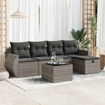 vidaXL Salon de jardin 6 Pièces avec coussins gris résine tressée