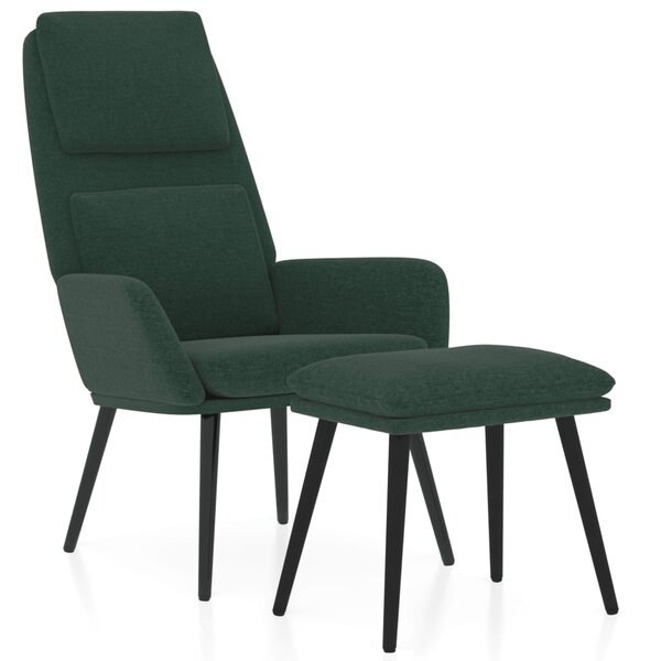 vidaXL Chaise de relaxation avec tabouret Vert foncé Tissu