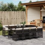 vidaXL Ensemble à manger de jardin 9Pièces coussins noir résine tressée