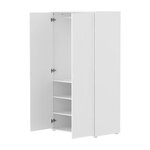 Flexa SAGA Armoire 2 portes a facades rainurees Blanche Pieds et boutons en chene