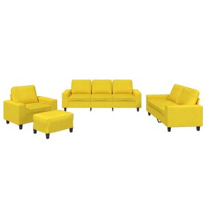 vidaXL Ensemble de canapés 4 Pièces jaune clair tissu