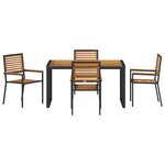 vidaXL Ensemble de salle à manger pour jardin 5 Pièces Noir et Bois