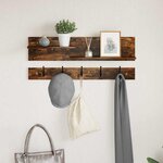 vidaXL Porte-manteau mural avec étagère Chêne fumé 90 x 15 x 36 cm