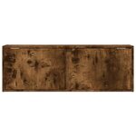 vidaXL Meuble TV mural avec lumières LED chêne fumé 100x31x35 cm