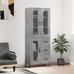 vidaXL Buffet haut Gris béton 69 5x34x180 cm Bois d'ingénierie