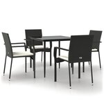 vidaXL Ensemble à manger de jardin coussins 5Pièces Noir Résine tressée