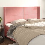 vidaXL Tête de lit avec oreilles Rose 203x16x118/128 cm Velours