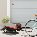 vidaXL Remorque de vélo noir et orange 30 kg fer