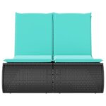 vidaXL Chaise longue double avec coussins noir résine tressée