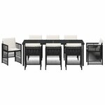 vidaXL Ensemble de salle à manger pour jardin 9 Pièces Noir Poly rotin