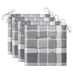 vidaXL Chaises de jardin lot de 4 avec coussins à carreaux gris Teck
