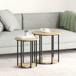 Table d'appoint vidaXL 2 Pièces en chêne  bois d'ingénierie et métal