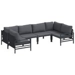 vidaXL Ensemble de canapé de jardin 6 pc Noir Acier