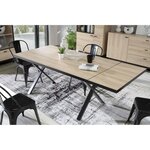 Table a manger 160x90cm + rallonge - Pieds en métal - Décor chene Comano - L 160 (+40) x P 90 x H 75,8 cm - CAREA