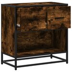 vidaXL Table de chevet chêne fumé 60x31x60 cm bois ingénierie et métal
