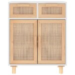 vidaXL Buffet Blanc 60x30x75 cm Bois de pin massif et rotin naturel