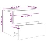 vidaXL Tables de chevet murales avec lumières LED 2 Pièces gris béton