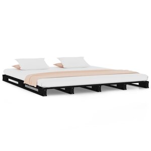 vidaXL Lit de palette sans matelas noir 140x190 cm bois massif