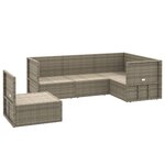 vidaXL Salon de jardin 5 Pièces avec coussins Gris Résine tressée