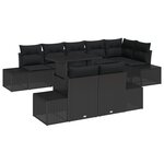 vidaXL Ensemble de canapé de jardin 9 pièces avec coussins en rattan poly noir