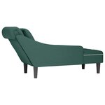 vidaXL Fauteuil long et coussin et accoudoir droit vert foncé velours