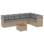 vidaXL Salon de jardin avec coussins 8Pièces mélange beige résine tressée