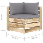 vidaXL Salon de jardin 7 Pièces avec coussins Bois imprégné de vert