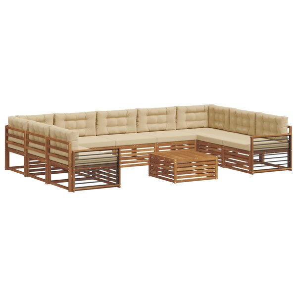 vidaXL Ensemble de canapés d'extérieur 10 Pièces Naturel et Beige