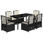 vidaXL Ensemble à manger de jardin coussins 7Pièces Noir Résine tressée