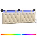 vidaXL Tête de lit suspendue Avec lumière LED Crème Tissu