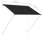 vidaXL Auvent rétractable 100x150 cm Anthracite