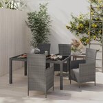 vidaXL Ensemble à manger d'extérieur 5Pièces coussins résine tressée gris