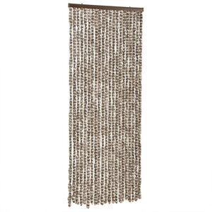 vidaXL Rideau anti-mouches taupe et blanc 56x200 cm chenille